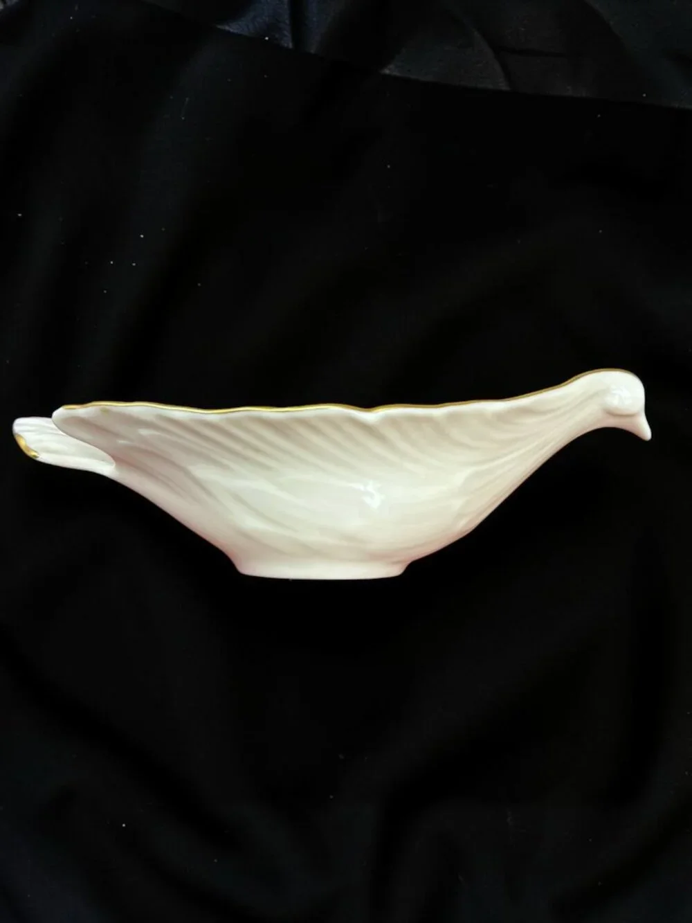 Vintage LENOX‎ Dove Ivory Porcelain 24K Gold Trim MCM Dish 1983